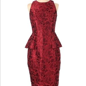 Carmen Marc Volvo Red Peplum Texture Formal Dress